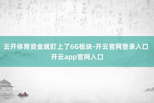 云开体育资金就盯上了6G板块-开云官网登录入口 开云app官网入口