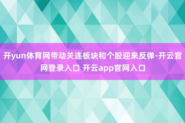 开yun体育网带动关连板块和个股迎来反弹-开云官网登录入口 开云app官网入口